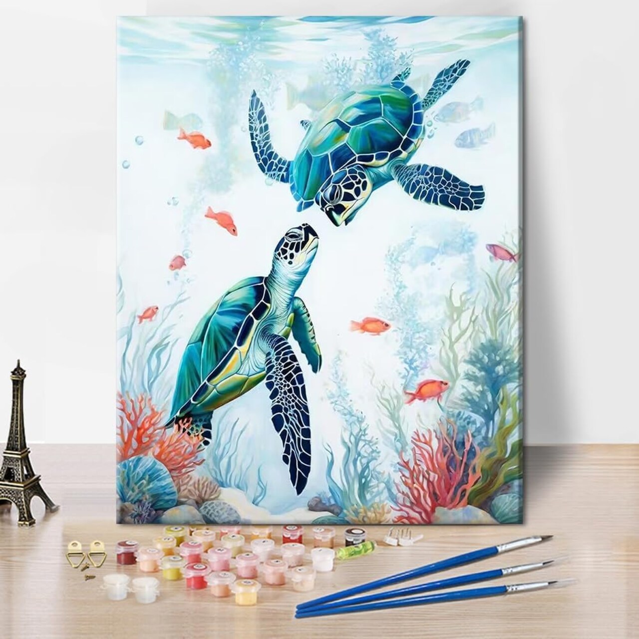 Sea Turtle Paint by Numbers Kit – 16 x 20 Inch DIY Ocean & Nautical Painting for Adults and Kids, Beginner-Friendly Craft Gift
